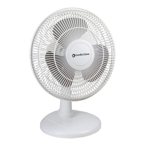 Comfort Zone 12 in. White Oscillating Table Fan CZ121BW - The Home