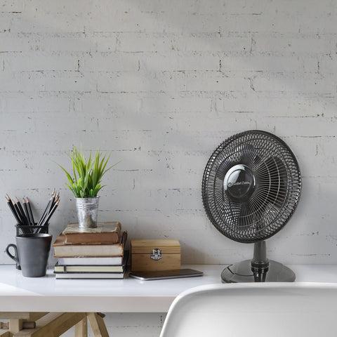 Comfort Zone 12 Oscillating Table Fan with Adjustable Tilt, Black
